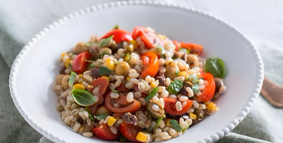 Салат с перловкой, перловка салат, перловая крупа, вкусный салат