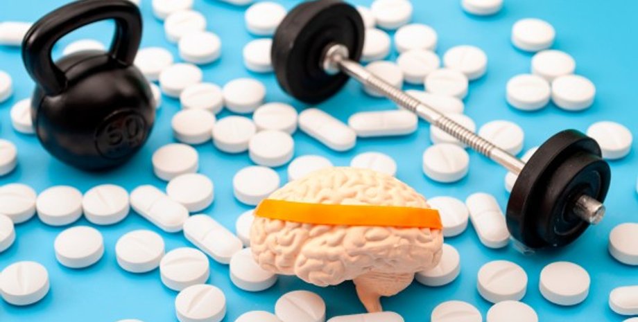 мозг, таблетки, физические упражнения