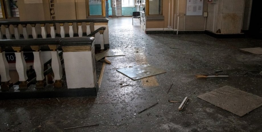 Курск, железнодорожный вокзал, последствия атаки БПЛА