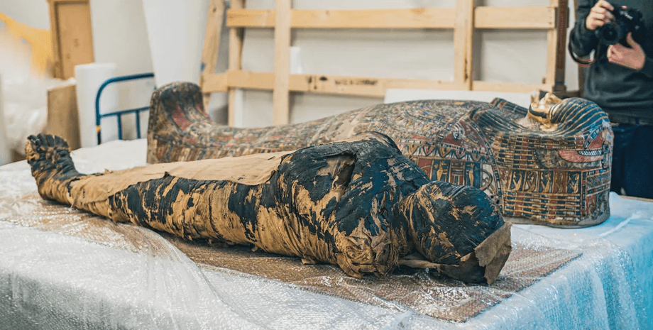 мумія, саркофаг, стіл, фото