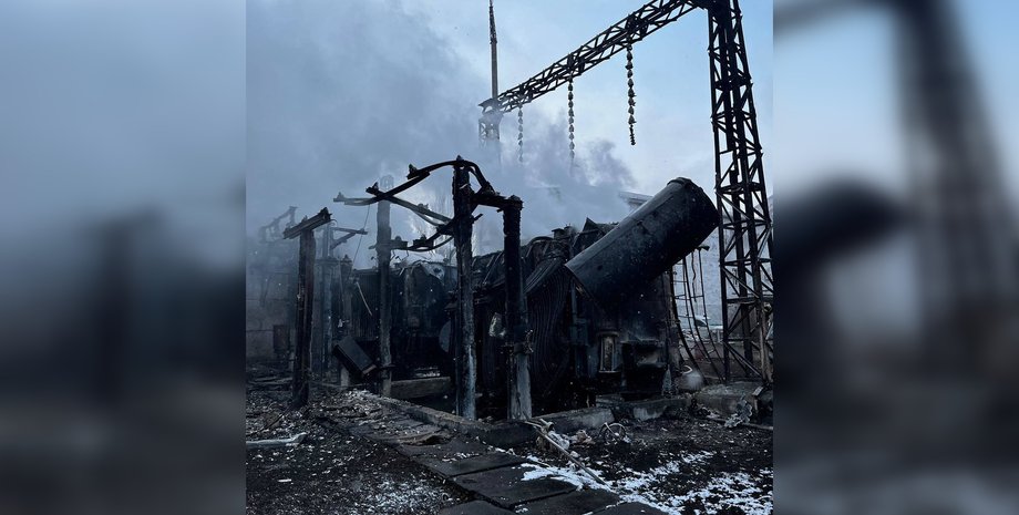 разрушенный энергетический объект ДТЭК