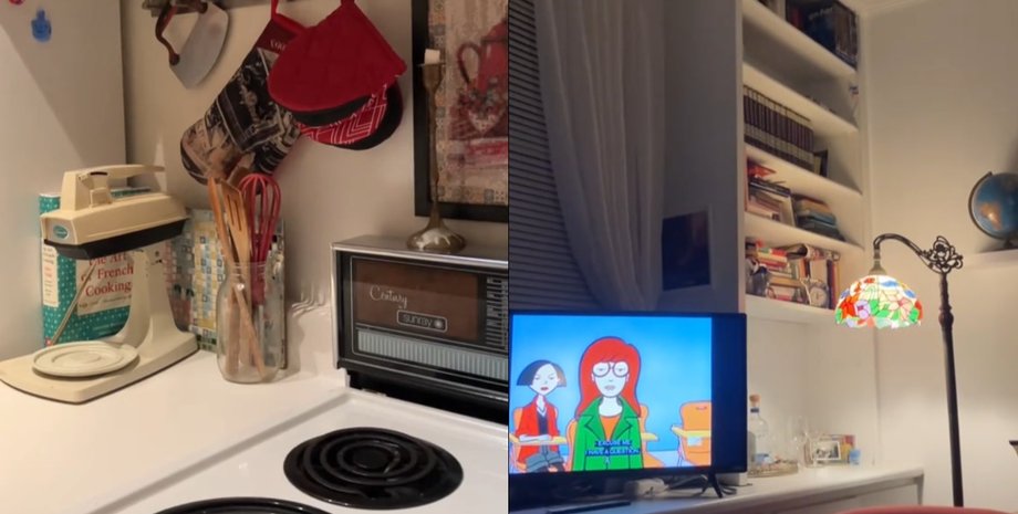 Девушка оформила свою квартиру в стиле 90-х использовав мебель с комиссионного магазина