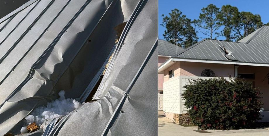 Глыба льда упала на крышу во Флориде, как это могло произойти при ясном небе, курьезы, интересности