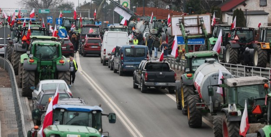 требования польских фермеров, протесты польских фермеров, ЕС, пробки на автодорогах Польши,