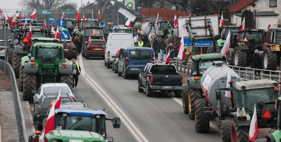 требования польских фермеров, протесты польских фермеров, ЕС, пробки на автодорогах Польши,