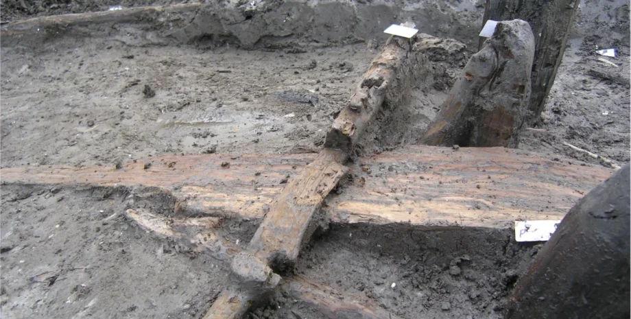 3300-річне дерев'яне ярмо, артефакт бронзової доби, Есте Італія, знахідка стародавнього ярма, археологія Італія, історична дерев'яна реліквія, італійський бронзовий вік, доісторичне поселення, стародавні сільськогосподарські інструменти