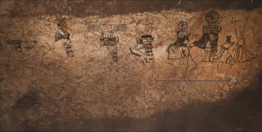 ассирийские боги, фигуры, стена, фото