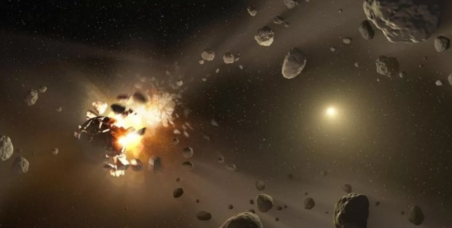 Астероїд, вибух, шматки астероїда