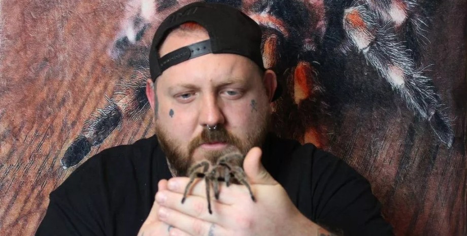 Аарон Фенікс тримає павука Аарон Фенікс тримає павука