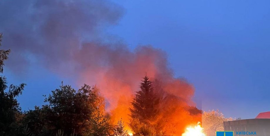 обстрел Киевщины 12 июня, пожар Киевщина, пожар Киевщина