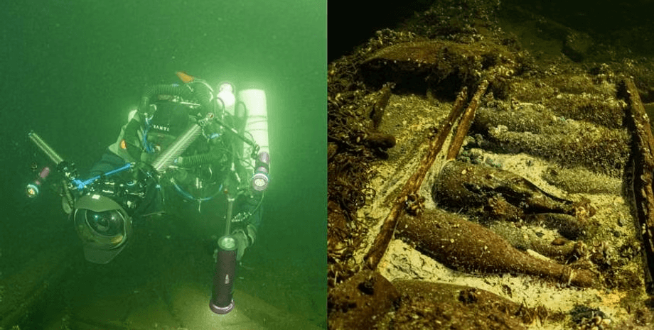 Шампанское, затонувший корабль, редкие сокровища, находка, находка на дне моря, группа дайверов, торговое судно