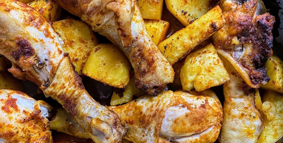 Курица по-деревенски с картошкой, курица рецепт, курица с картошкой, курица как приготовить