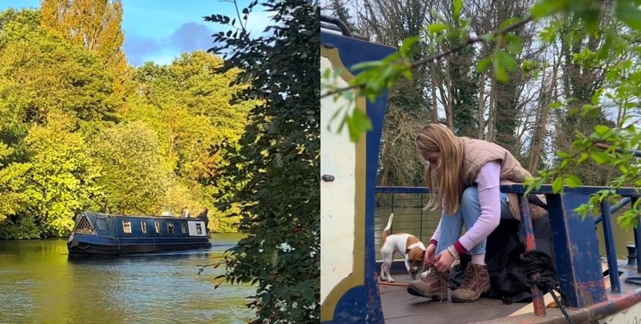 Женщина живет в фургоне и на лодке, дом на колесах, дом на воде, блогер, жизнь в дороге, автономный образ жизни, путешествие на фургоне