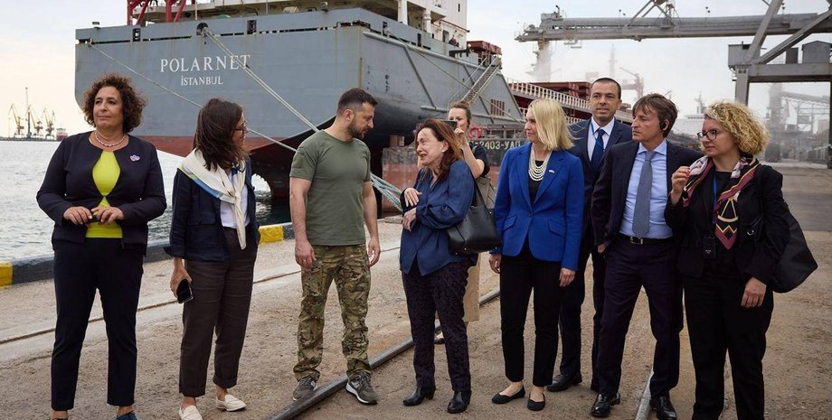 Владимир Зеленский на встрече, зарубежными партнерами,  Одессе.