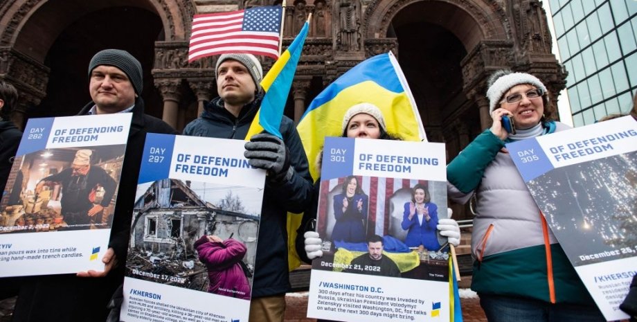 Митинг в поддержку Украины в Бостоне, США