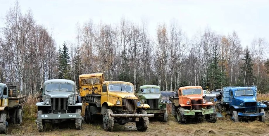 кладбище авто, ретро авто, GMC CCKW, Studebaker US-6, грузовик Studebaker