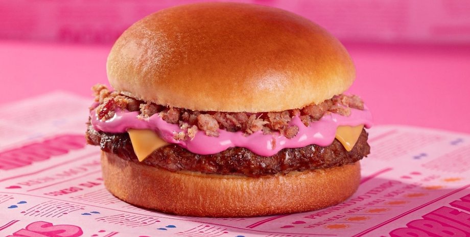 Розовый чизбургер, чизбургер, бургер, фаст-фуд, в стиле Барби, фильм "Барби", Кен, еда, Burger King, соцсети,