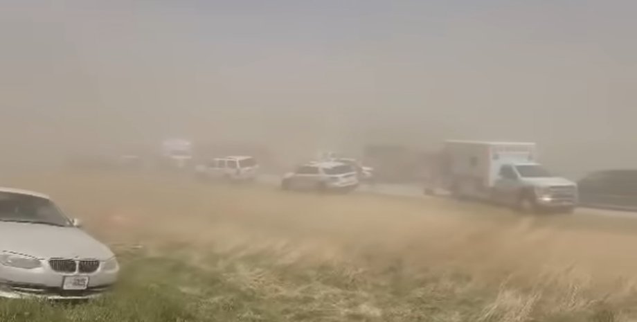 ДТП, США, Инцидент, Аварии, Авто, Автомобили, Видео, Пострадавшие, Погибшие, Автомагистраль, Пылевая буря, ДТП в США