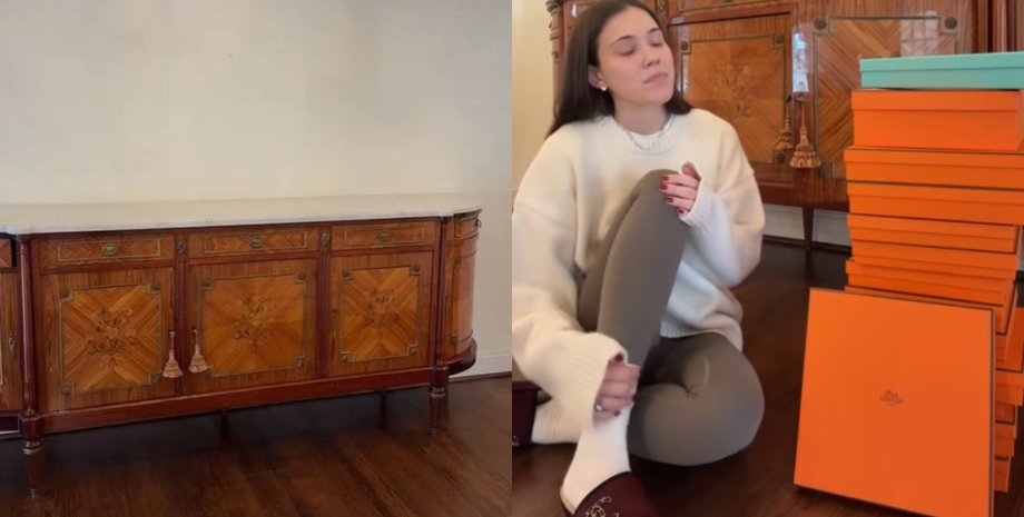 Женщина купила комод, старинная мебель, антикварная мебель, редкий комод, комод эпохи Людовика XVI, дорогая посуда, фарфор,