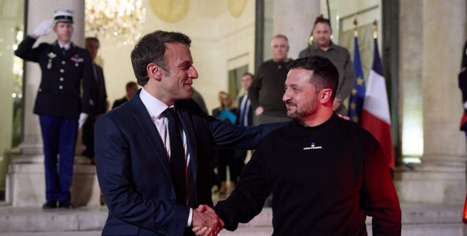 Володимир Зеленський та Еммануель Макрон Володимир Зеленський, Еммануель Макрон, Франція, Україна, президенти, президент Франції, західні партнери
