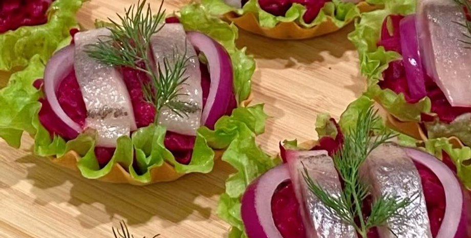 закуска, сельдь, тарталетки