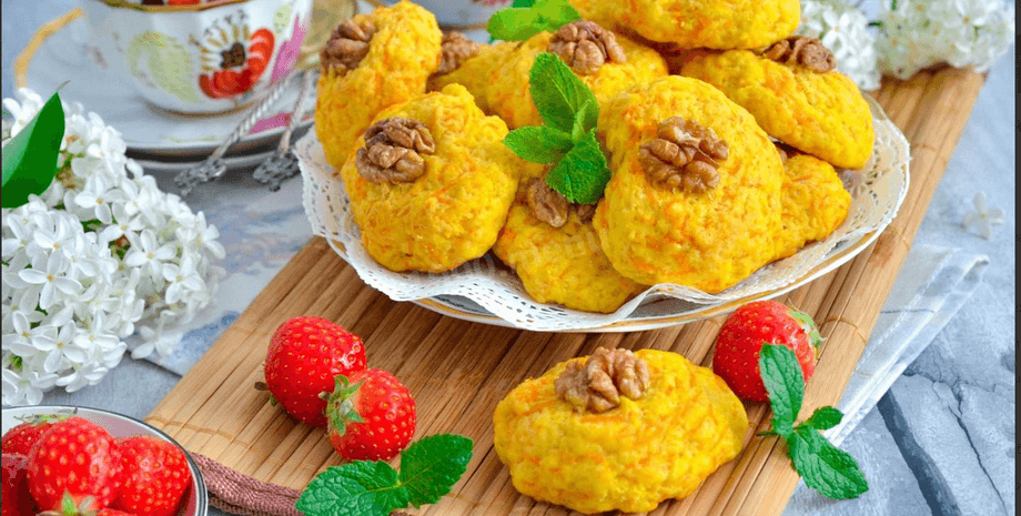 Постное морковное печенье, постная выпечка, постное печенье, печенье