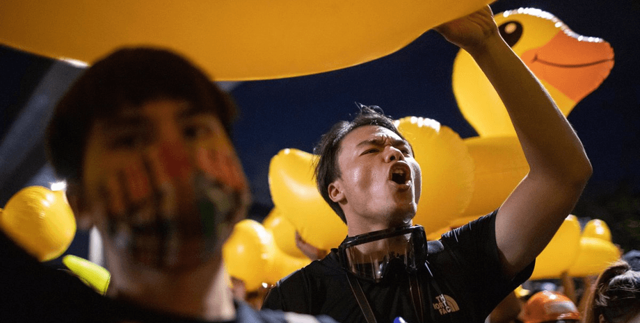 Мужчина, протест, утра, Таиланд, молодежь