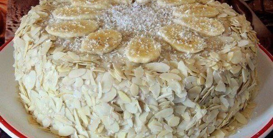 банановий торт, десерт, випічка