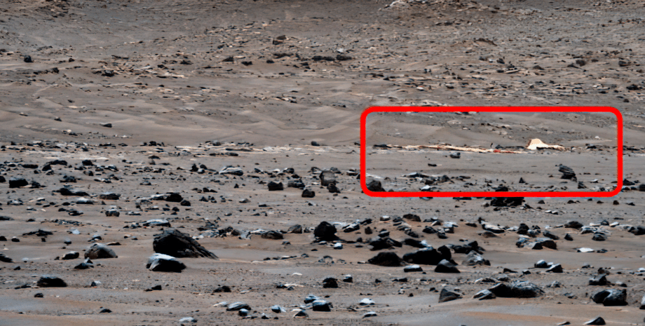 Марс, парашют, поверхность, камни, фото