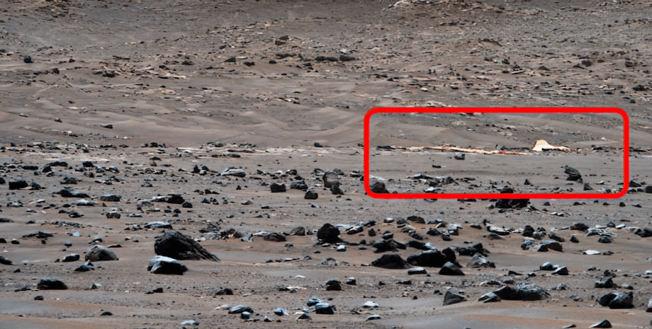 Марс, парашют, поверхность, камни, фото