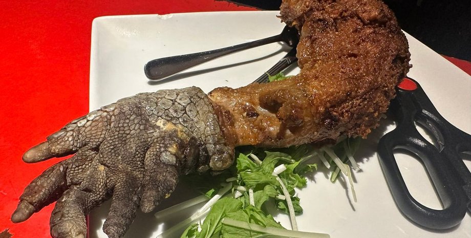 Запечена нога алігатора, крокодиляче м'ясо, м'ясо з крокодила
