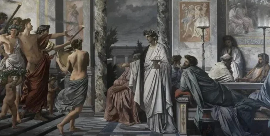 археология, паб, бар, греки, Древняя Греция, исследования, ученые, археологи, наука, капеллы, вино, закуски, здание, посетители, женщины, рабы, социум, Греция, Рим