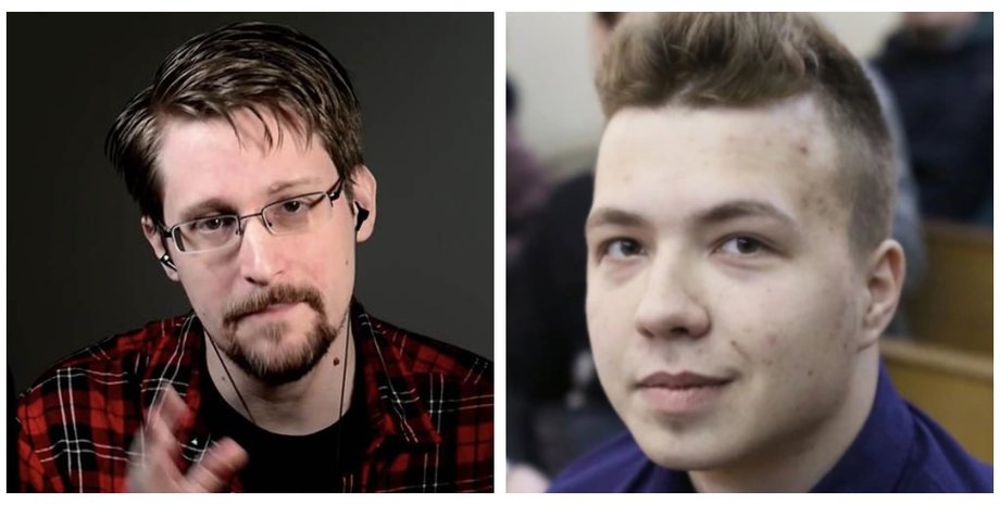 Эдвард Сноуден, Роман Протасевич, коллаж, nexta, цру