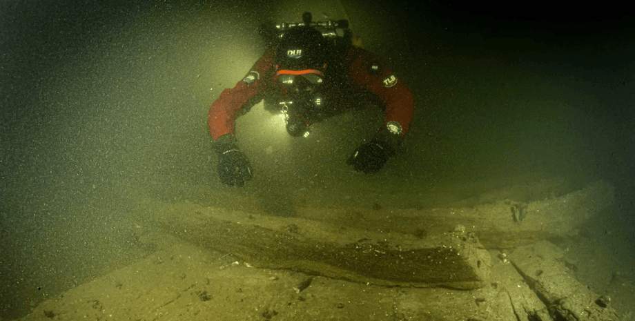 водолаз, бревно, вода, река, фото