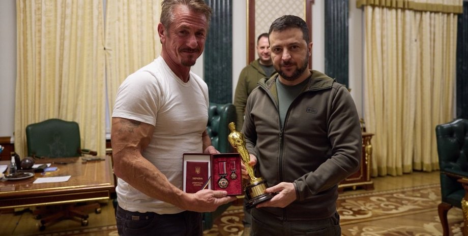 шон пенн, владимир зеленский, оскар, вручение оскара, президент украины