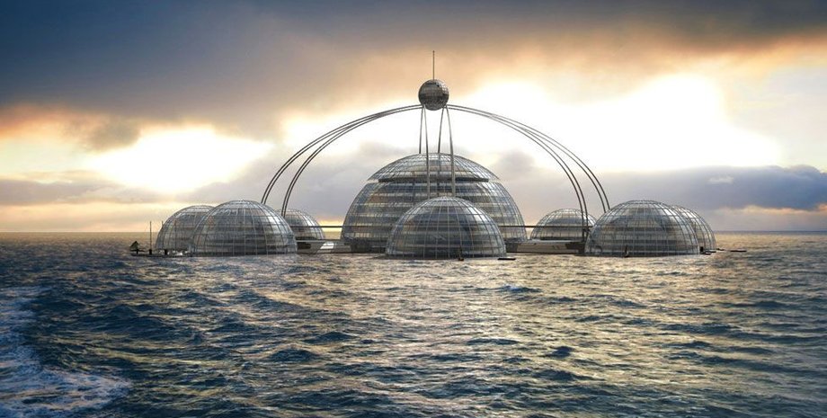 подводный мир, конструкции, небо, вода, иллюстрация