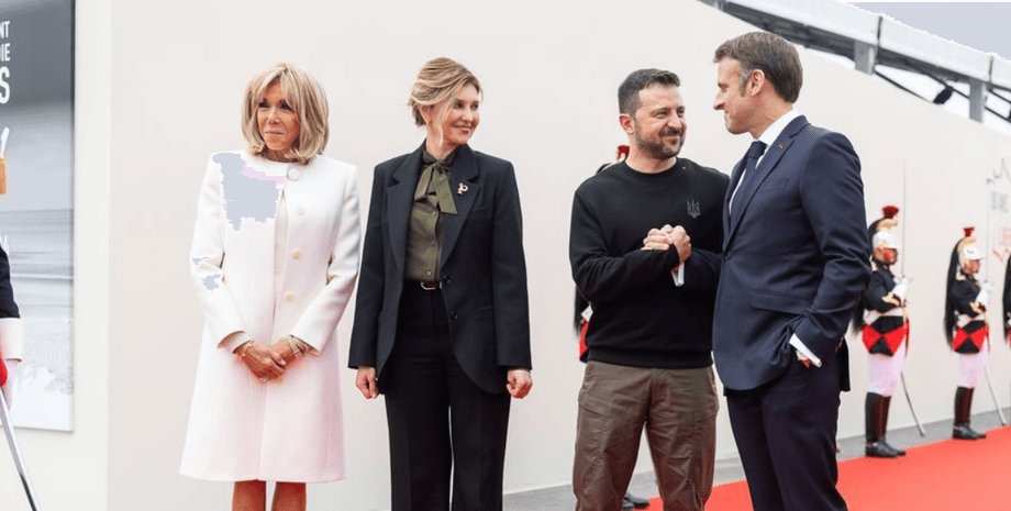 брижит макрон стиль, эммануэль макрон жена, владимир и елена зеленские, 80-летие высадки десанта в Нормандии