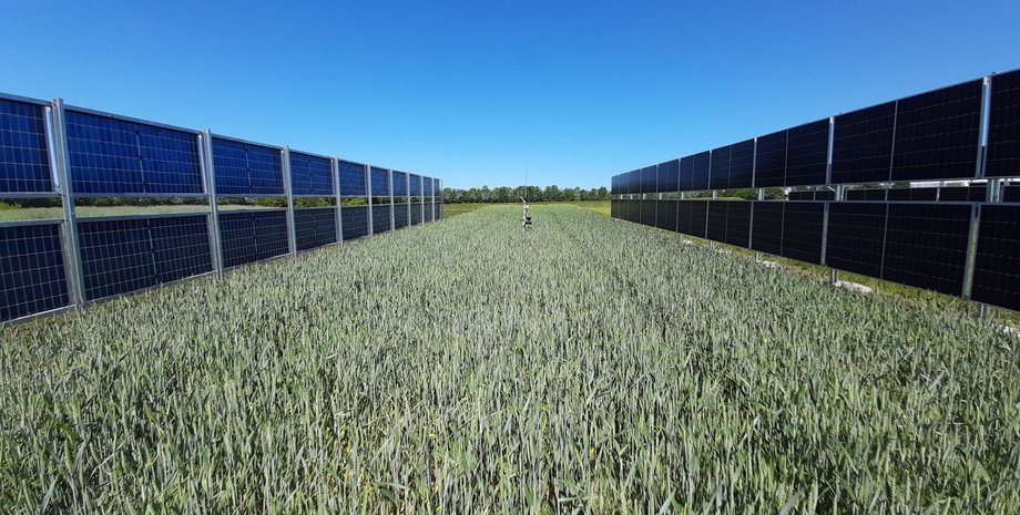 Вертикальные солнечные панели поле агровольтаика