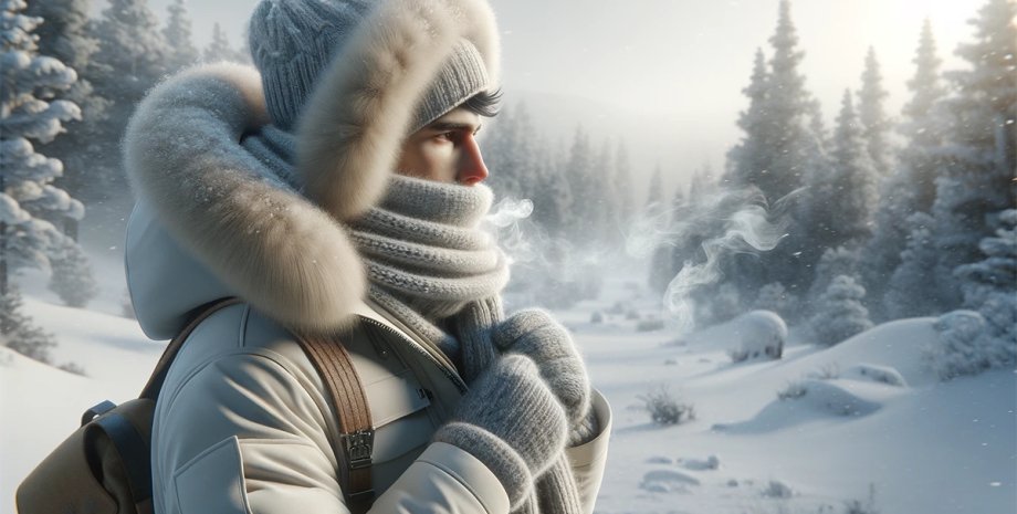 холод зима, лес, мужчина