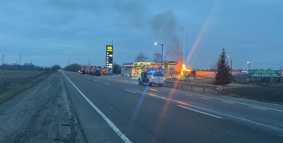 пожар. дорога, автозаправка, борисполь