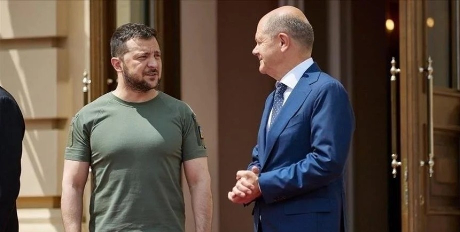 Зеленский и Шольц Зеленский, Шольц, президент Украины, канцлер Германии