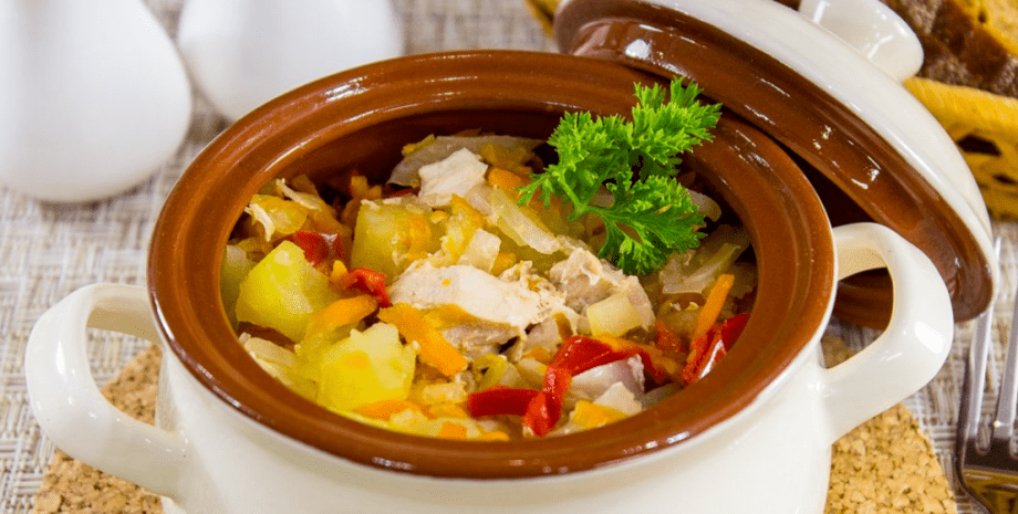 горшочек с мясом и овощами горшочек, еда, блюдо