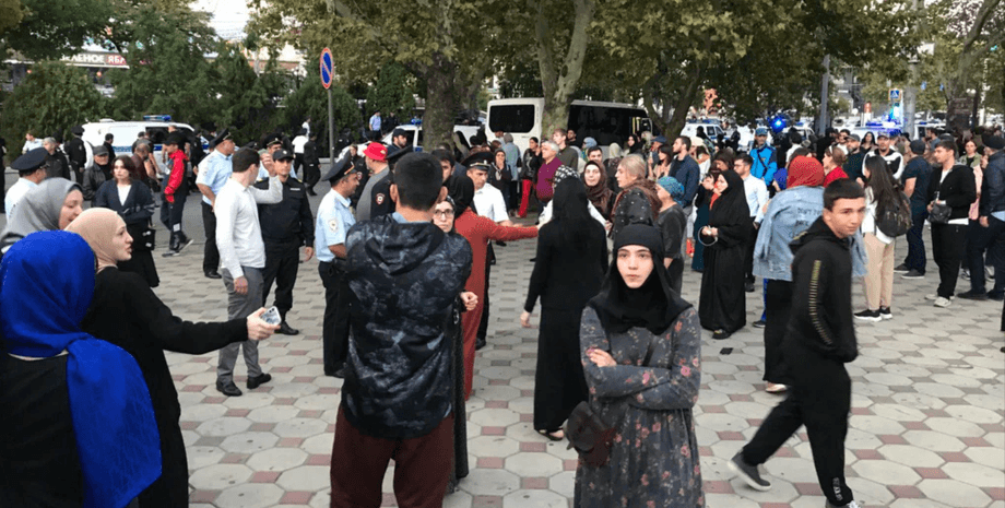 митинг в Махачкале, протесты против мобилизации, антивоенный митинг, акция протеста в Дагестане, Хасавюрт, полиция