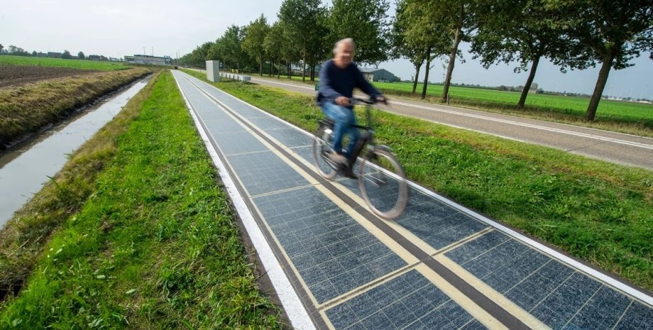 Wattway Pack, велодоріжка, велосипедист, сонячні панелі