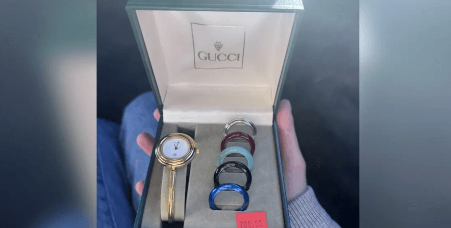 Вінтажний годинник Gucci зі змінними безелями, куплений у секонд-хенді Вінтажний годинник Gucci 1990-х років в оригінальній коробці, знайдений у комісійному магазині