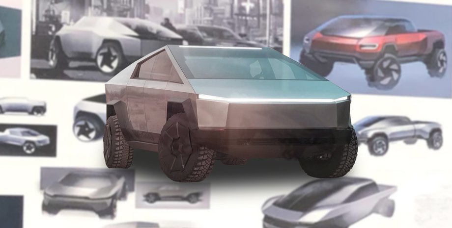 Tesla, Tesla Cybertruck, Авто, Автомобили, Пикап, Электромобили, Эскизы, Дизайн, Фото, Снимки