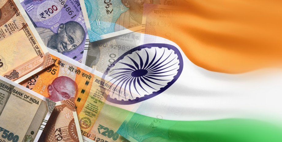 рупии, индийская валюта, флаг