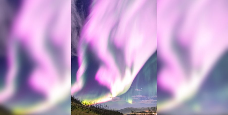 розове полярное сияние