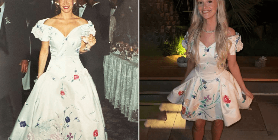 Девушка переделала винтажное платье свекрови с цветочной вышивкой в модное мини