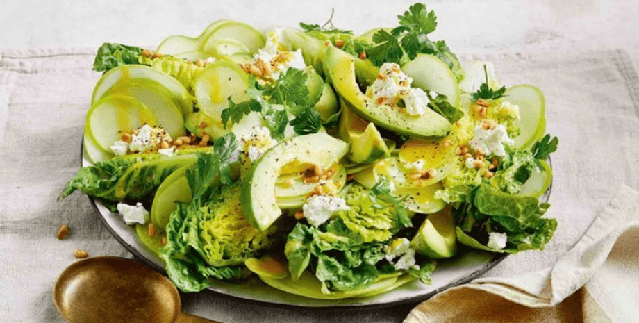 салат, авокадо, тарілка, їжа, блюдо, ложка